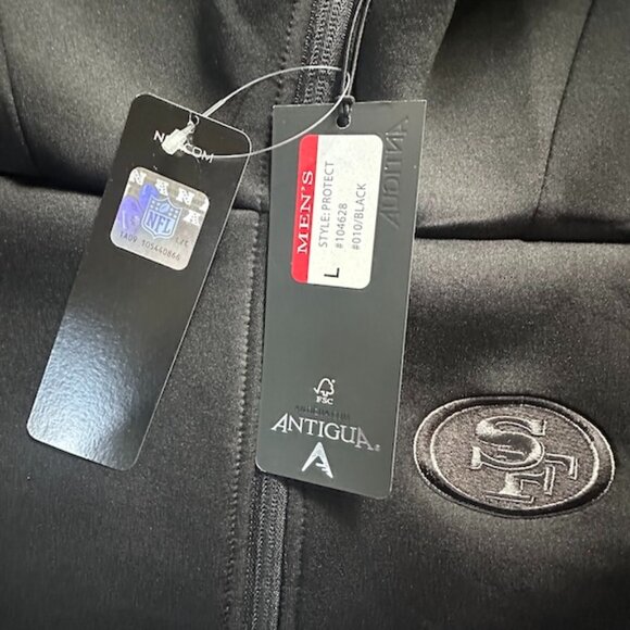 Antigua San Francisco 49ers Black on Black Full Zip Hoodie - NFL Team Men's NWT - Picture 5 of 9